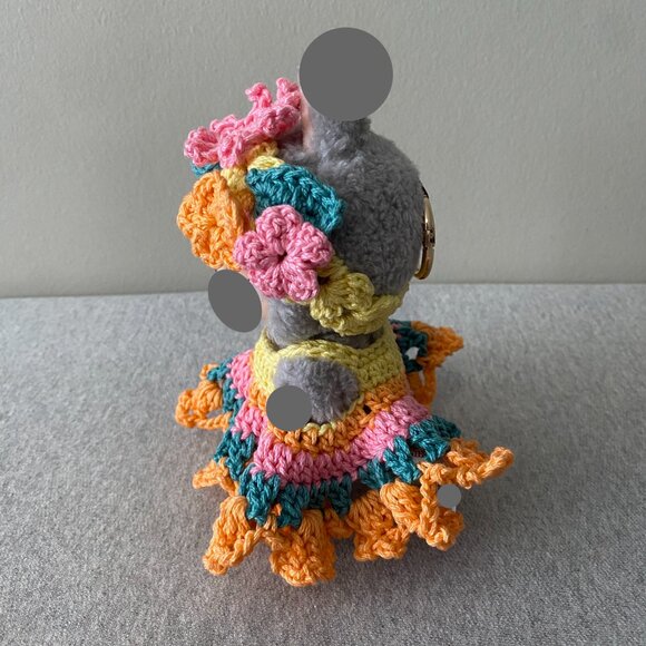 Handmade Crochet Multicoloured Floral Outfit for 17cm Plush Doll 2-Piece Set - Picture 4 of 9